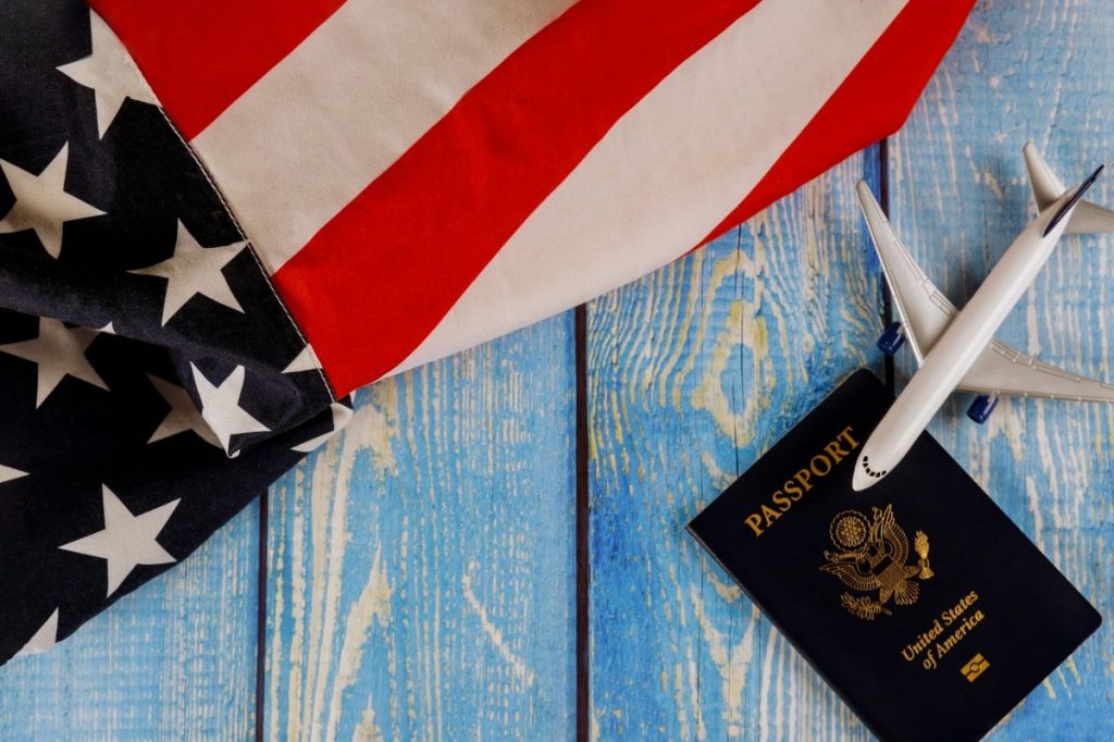 travel tourism emigration the usa american national flag with u